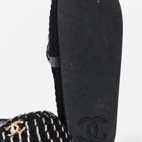 Chanel 2022 CC Black Knit Slide Sandals - Picture 6 of 12